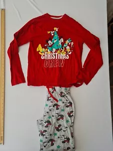 Ladies Disney Christmas Pyjamas Primark XS Red/Grey "Mickey Mouse" 1586 - Picture 1 of 17