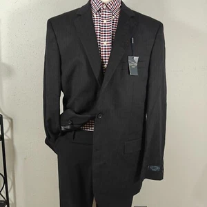 Pronto Uomo Platinum Men's Sport Coat Blazer Two Button Striped BLK Wool 46XL - Picture 1 of 15