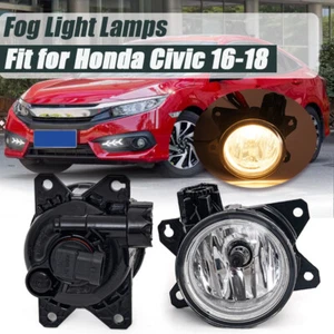 Pair For 2016-2021 Honda Civic Fog Lights Driving Bumper Lamps Left & Right Side - Bild 1 von 13