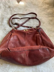 J Crew Brompton Large Hobo Handbag Top Handle Cognac Brown Pebbled Leather - Picture 1 of 7
