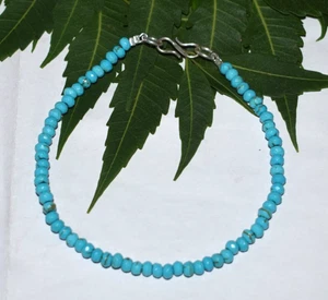 925 Sterling Silver 9" Bracelets Blue Turquoise Dyed Gemstone Christmas Gift - Picture 1 of 17
