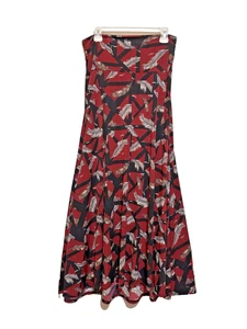 LULAROE Damen Gr. M Maxirock dunkelrot Feder & geometrisches Muster Stretch - Bild 1 von 3