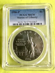 1986-P Statue of Liberty Silver Dollar PCGS MS70 / Ellis Island Commemorative - Picture 1 of 4
