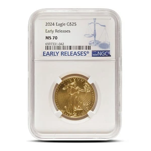 2024 1/2 oz American Gold Eagle Coin NGC MS70 ER - Picture 1 of 2