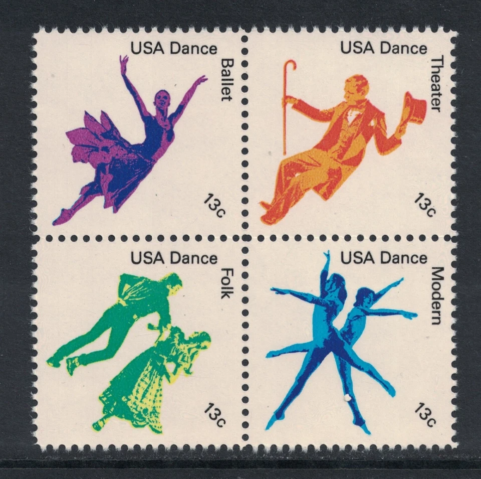 Scott 1749-52- American Dance: Ballet, Folk, Modern- Block of 4- 13c MNH 1978 - Image 1 of 1