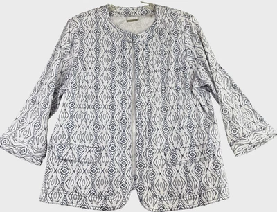 Chaqueta TanJay Para Mujer 18W Azul Blanco Chaqueta Gauzy Estampado Tribal Blazer Preppy De Colección Foto 1 de 4
