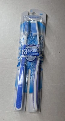 Paquete de 2 cepillos de dientes vintage Aquafresh Direct Soft 31 2005 punta flexible cuello Foto 1 de 2