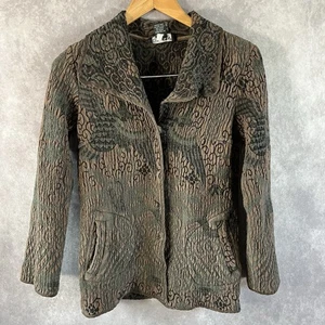 Citron Santa Monica Jacke Damen Große L Grau Gobelin Knopfleiste Gedeckt Blumen - Bild 1 von 9