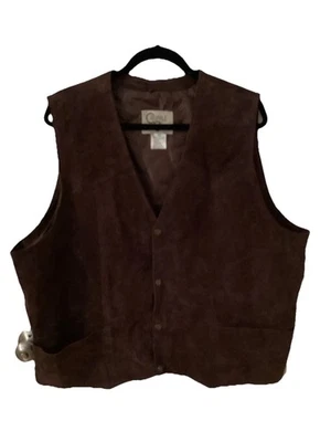 Cripple Creek Leather Vest Mens 3XL Brown Snap Up ML3061 Western XXXL Closet - Image 1 of 4