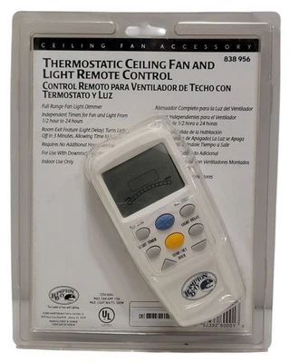 HAMPTON BAY 838-956 Thermostatic Ceiling Fan and Light Remote Control NEW! - Image 1 of 2