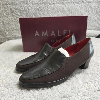NUEVO Mocasines Amalfi by Rangoni Italianos Cuero Bordados Marrón Elásticos Talla 7M Foto 1 de 4