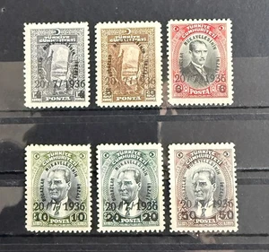 Turkey 1936 Signature of the Straits Settlement Postage Stamps SET SG#1186/1191 - Picture 1 of 2
