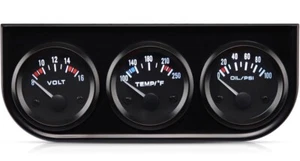 2" 52mm 3-in-1 Auto Car Triple Gauge Water Temp Oil Pressure Volt Meter - Foto 1 di 5