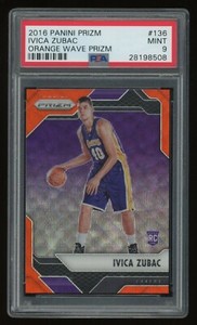 2016-17 Ivica Zubac PSA 9 Panini Prizm Orange Wave Prizm Rookie Rc #19/25 *NICE*