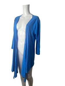 Pomodoro Open Cardigan Size 14 Womens Top Blue Cotton Long Sleeve - Picture 1 of 8