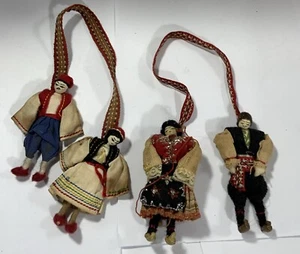 2 Vintage Serbian Romanian Folk Art Doll Travel Souvenirs Europe Man & Lady - Picture 1 of 9