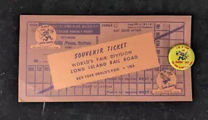 1964 New York World's Fair Souvenir Ticket & Pinback Button Long Island Railroad - Picture 1 of 12