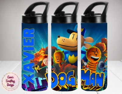 Botella de agua para niños con nombre personalizado para perro hombre 16 oz vaso aislado tapa abatible taza para sorber Foto 1 de 3