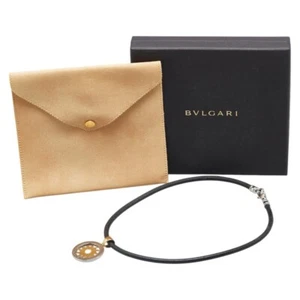 BVLGARI Tondo Girocollo Sole Motivo Sole Ciondolo Oro Giallo 18k Acciaio Inox Autentico - Foto 1 di 8