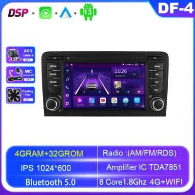 For Audi A3 8P S3 RS3 2003-2012 Android Auto Car Radio Carplay Player Screen GPS - Image 1 of 4