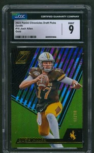 2023 Panini Chronicles Draft Picks Zenith #16 Josh Allen Gold 06/10 CGC 9 -Bills - Picture 1 of 2