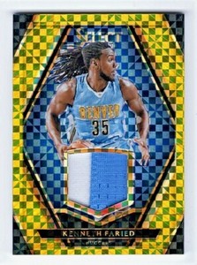 Kenneth Faried Nuggets 2015-16 Select Game-Worn Gold Prizm Patch Card 01/10