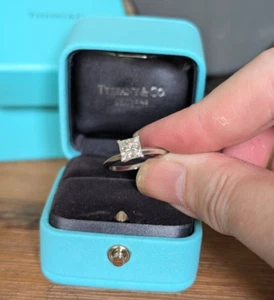 Iconic Tiffany 1.07ct diamond platinum solitaire princess cut engagement ring - Picture 1 of 9