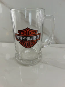 Harley Davidson Motorcycles Clear Glass Beer Mug Tankard 5” NEW MINT RARE - Picture 1 of 2