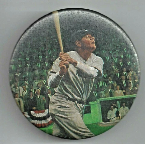 Babe Ruth 2 1/4" Round Pin Back Button New York Yankees Swing a Bat Cover