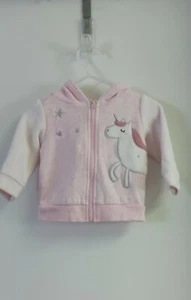 First Impressions Baby Pink Unicorn Hoodie Zip Up Size 3M - 6M - Picture 1 of 5