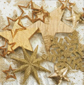 20 Paper Napkins Decoupage Lunch Table Christmas Ornaments Stars 143 - Picture 1 of 3