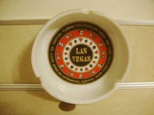 Vintage Advertising glass Ashtray LAS VEGAS CASINOS Flamingo Sahara Luxor Mirage - Picture 1 of 4
