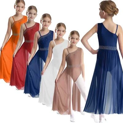 iEFiEL Girls Sparkly Rhinestone Ballet Leotard Modern Lyrical Dance Contemporary - Image 1 of 4