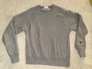Vintage Champion Reverse Weave Sweatshirt SMALL grau unbedruckt Rundhalsausschnitt sportlich - Bild 1 von 6