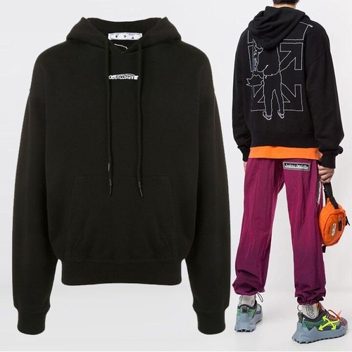 OFF WHITE Felpa con cappuccio oversize Off White Barrel Walker stampa posteriore 1001 140041006