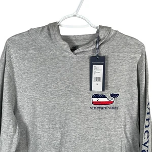 New Vineyard Vines Long Sleeve USA Whale Hoodie Mens M Gray Cotton Pullover $75 - Picture 1 of 7