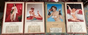 1957 Vintage Pinup Calendars Set of 4 Cheesecake Glamour Girls Complete Original - Picture 1 of 10