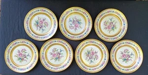 Lot of 7 Vtg Rosenthal IVORY 10 1/2" DINNER Plates Floral Gold Gilt - Picture 1 of 12