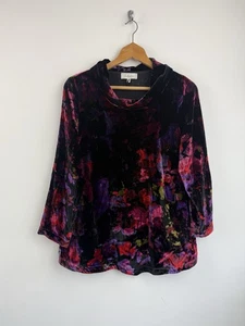 Sahara Jumper Size 1 Uk 10 Multi Velvet Velour Cowl Neck Oversized Boxy Sweater - Picture 1 of 7