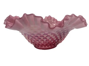 Fenton Glas Cranberry schimmernd Schuhnagel gekräuselt 9,5" breite Schüssel Korb - Bild 1 von 17