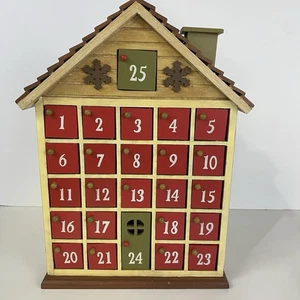 Wooden Advent Calendar House 25 Doors 14.5 in Tall Reusable Holiday Christmas - Picture 1 of 12
