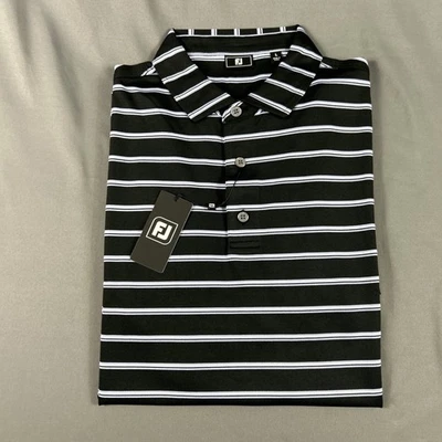 FootJoy Golf Shirt Polo Team Stripe Large Black Polyester Spandex NWT MSRP $88 - Image 1 of 4