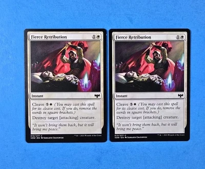 2x Fierce Retribution Innistrad Crimson Vow 2021 Mtg Magic Card Instant Plains  - Image 1 of 2