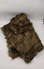 Luxury Plush Faux Fur Throw Blanket, Long Pile Brown With Black Tipped Blanke...