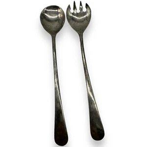 Vintage Made in Hong Kong Silver Plated Salad Serving 9.5" Spoon & Fork Set - Picture 1 of 3