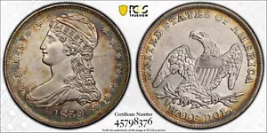1839 Capped Bust Half Dollar PCGS AU55 Rim Toning! #DDF4 - Picture 1 of 4