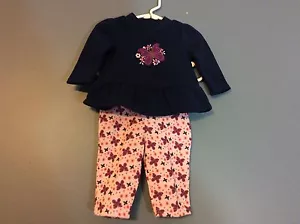 Fisher Price Baby Girls Outfit Size 0-3 Months Navy Butterflies New  Y1 - Picture 1 of 5