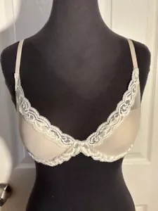 NATORI 730023 Rose Beige Feathers Contour Plunge Bra New Size 32C - Picture 1 of 6