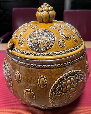 4L- Bowle Rumtopf braun glasiert Art Deco Keramik Glühwein or. 30er Jahre - Bild 1 von 4