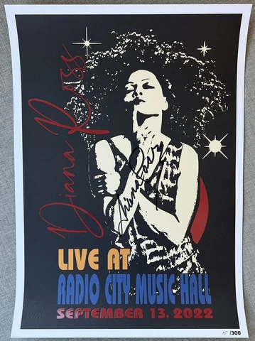 Diana Ross Signed In Person RARE Radio City NYC Concert Poster - Authentic, #15 Cover